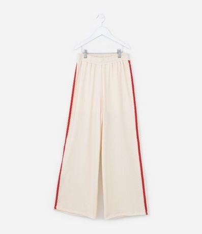 Pantalón Infantil Wide Leg en Anarruga con Aplicación de Sianinha - Talle 7 a 14 años