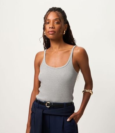 Blusa Acanalada en Rib con Escote U y Bretel Fino