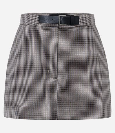 Short pollera en Viscosa Sastrería con Cinturón de Cuadros 5