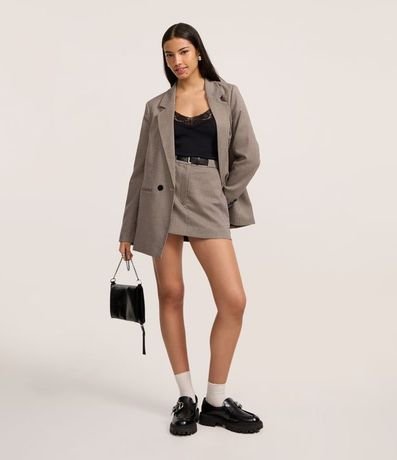 Short pollera en Viscosa Sastrería con Cinturón de Cuadros