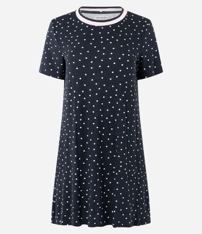 Camisón Corta en Viscolycra con Manga Corta y Estampado de Lunares 1