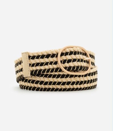 Cinturón Largo Listrado Diferenciado con Hebilla Redonda Bicolor 2