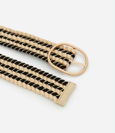 Cinturón Largo Listrado Diferenciado con Hebilla Redonda Bicolor 3