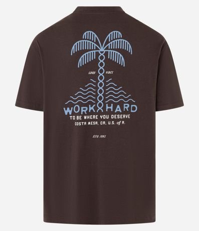Remera Relaxed en Algodón con Estampa de Palmeras y Lettering Work Hard 8