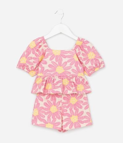 Conjunto Infantil en Algodón con Estampa de Flores - Talle 1 a 5 años 2