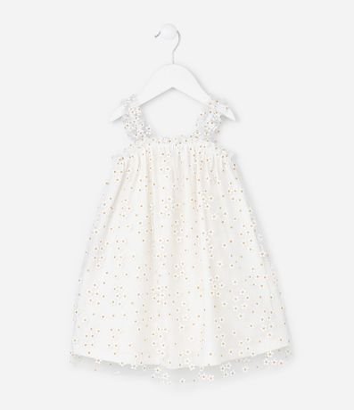 Vestido Infantil en Tule con Estampa de Flores - Talle 1 a 6 años 2