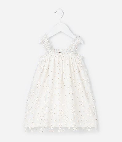 Vestido Infantil en Tule con Estampa de Flores - Talle 1 a 6 años 3