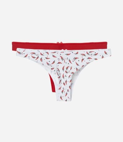 Kit 02 Bombachas Bikini Hilo Doble en Microfibra Lisa y Estampa Chiles 2