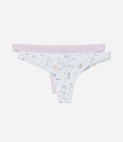 Kit 02 bombachas Bikini Hilo Doble en Microfibra Lisa y Estampa de Ojitos