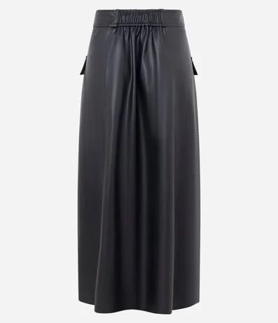 Pollera Evasê Midi en PU con Trabillas y Solapas Delanteras 6