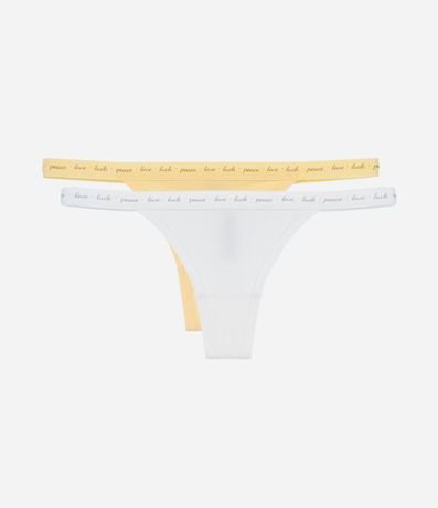 Kit 02 Bombachas Colaless Hilo en Algodón con Cintura Estampada