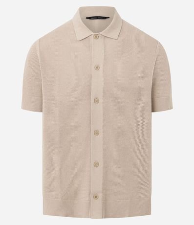 Camisa Regular en Algodón con Textura en Punto