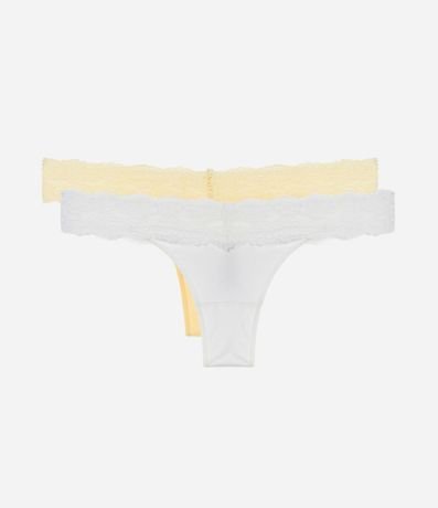 Kit 02 Bombachas Bikini Hilo en algodón con cintura de Encaje