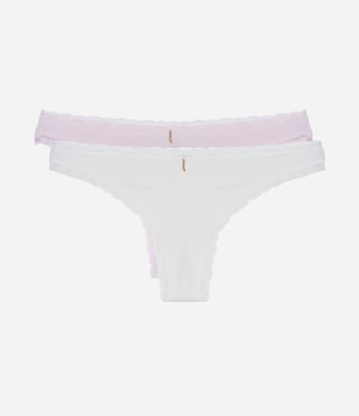 Kit 02 Bombachas Bikini Hilo en Algodón con Encaje