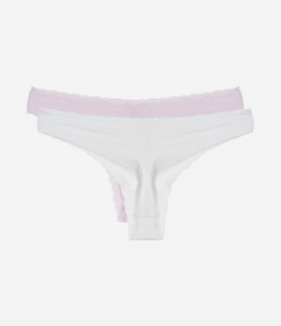 Kit 02 Bombachas Bikini Hilo en Algodón con Encaje 2