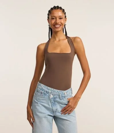 Body Frente Única en Microfibra con Escote Cuadrado