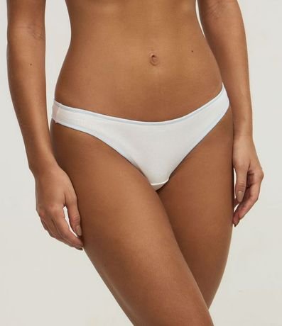 Kit 02 Bombachas Bikini Hilo en Algodón Canelado con Viés Contraste 3