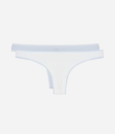 Kit 02 Bombachas Bikini Hilo en Algodón Canelado con Viés Contraste