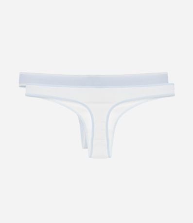 Kit 02 Bombachas Bikini Hilo en Algodón Canelado con Viés Contraste 2