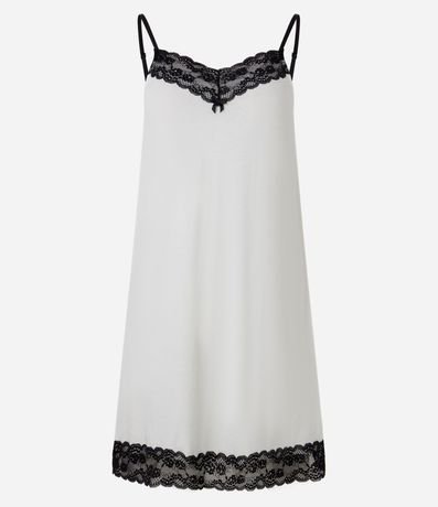 Camisón Corta en Viscolycra con Alcinhas y Encaje Contrastante 4
