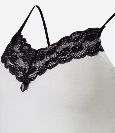 Camisón Corta en Viscolycra con Alcinhas y Encaje Contrastante 5