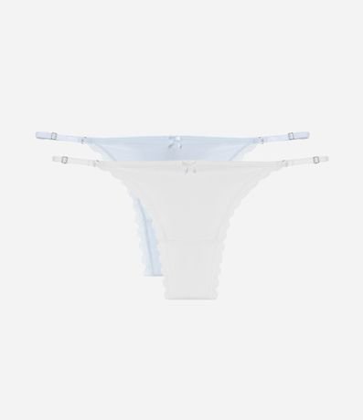 Kit 02 Bombachas Colaless Hilo Doble en Algodón con Encaje en la Sisa