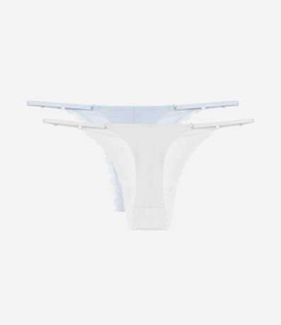 Kit 02 Bombachas Colaless Hilo Doble en Algodón con Encaje en la Sisa 2