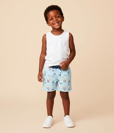 Bermuda Playera Infantil Rayada con Estampa Bluey - Talle 1 a 6 años