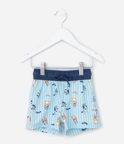 Bermuda Playera Infantil Rayada con Estampa Bluey - Talle 1 a 6 años