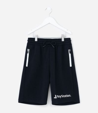 Bermuda Infantil Algodón Playstation con Cremallera Reflectante - Talle 5 a 14 años