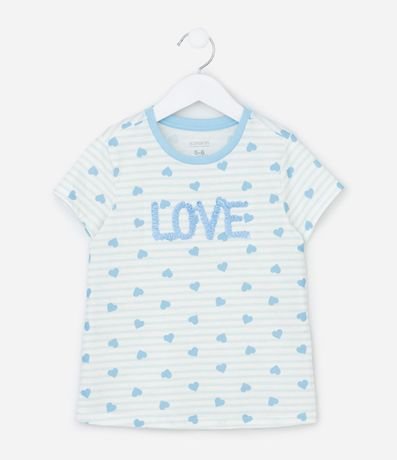 Pijama Infantil corto con Estampa de Corazones y Bordado Love - Talle 2 A 10 años 2