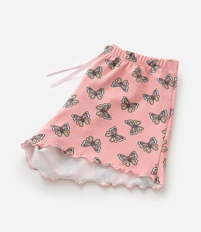 Pijama corto Infantil en Rib con Estampa Mariposa - Talle 5 a 14 años 8