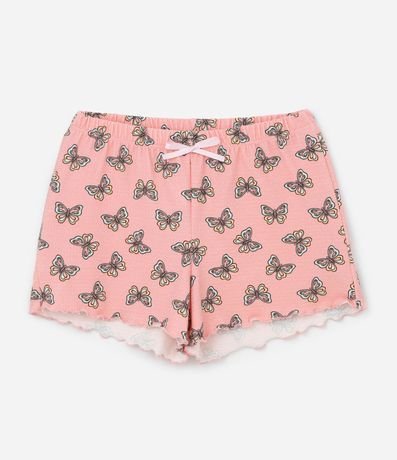 Pijama corto Infantil en Rib con Estampa Mariposa - Talle 5 a 14 años 5