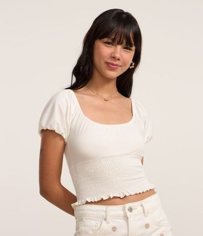 Blusa con Lastex y Manga Abullonada