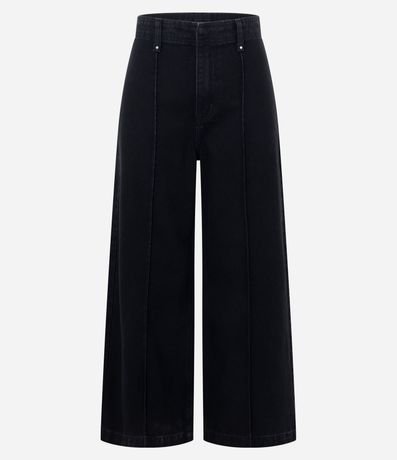 Pantalón Wide Leg Cropped en Jeans con Cintura Sastre 5