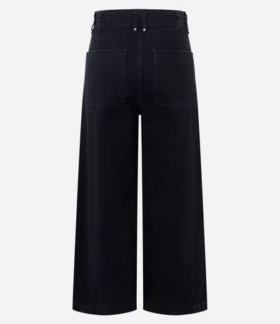 Pantalón Wide Leg Cropped en Jeans con Cintura Sastre 6