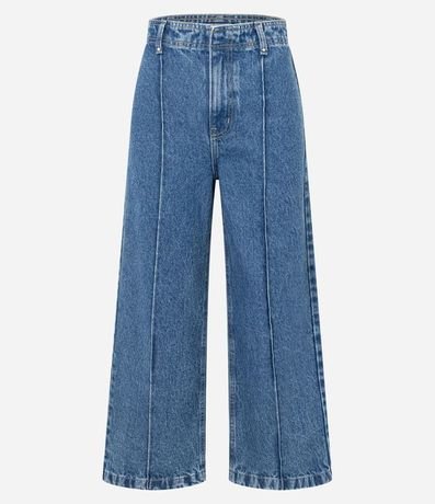 Pantalón Wide Leg Cropped en Jeans con Cintura Sastre 3