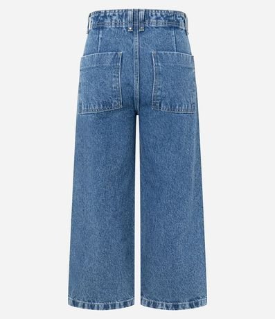 Pantalón Wide Leg Cropped en Jeans con Cintura Sastre 4