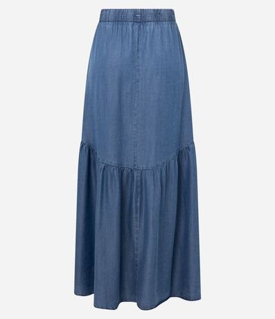 Pollera Evasê New Midi en Liocel con Recorte Fruncido 6