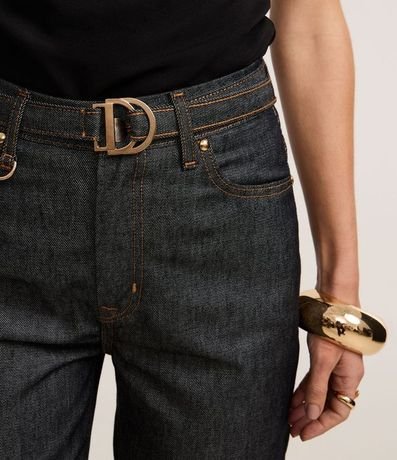 Pantalón Recto Comodidad Cintura Alta en Jeans con Costura Aparente 4