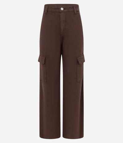 Pantalón Recto Comfort en Sarga con Bolsillos Cargo