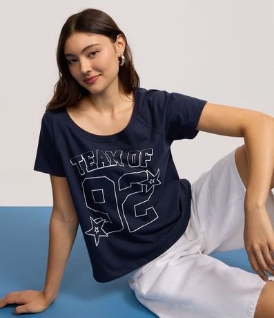 Blusa en Algodón con Estampa Lettering Números 4