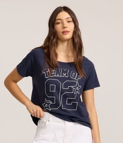 Blusa en Algodón con Estampa Lettering Números