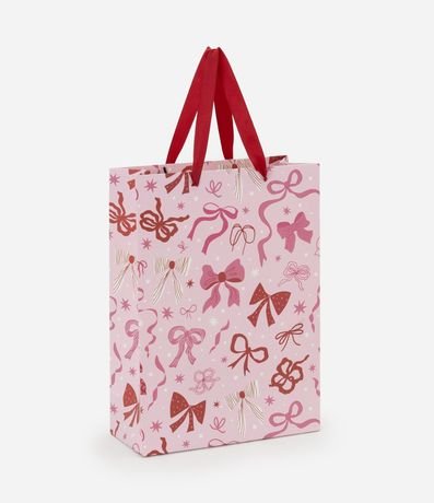 Bolsa de Regalo Pequeña con Estampa Lazos Rojos y Rosa