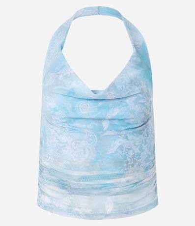 Blusa Frente Única en Tule con Estampa Abstracta 7