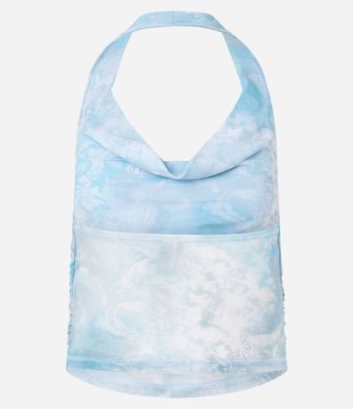 Blusa Frente Única en Tule con Estampa Abstracta 10