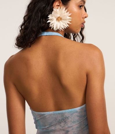 Blusa Frente Única en Tule con Estampa Abstracta 4