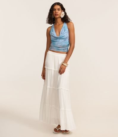 Blusa Frente Única en Tule con Estampa Abstracta 5