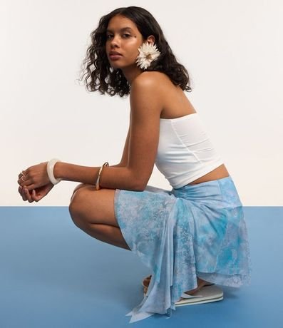 Pollera Corta en Tule Dip Dye con Volado y Estampa Paisley 6