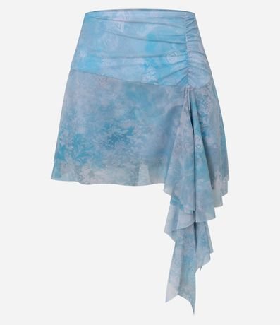 Pollera Corta en Tule Dip Dye con Volado y Estampa Paisley 7